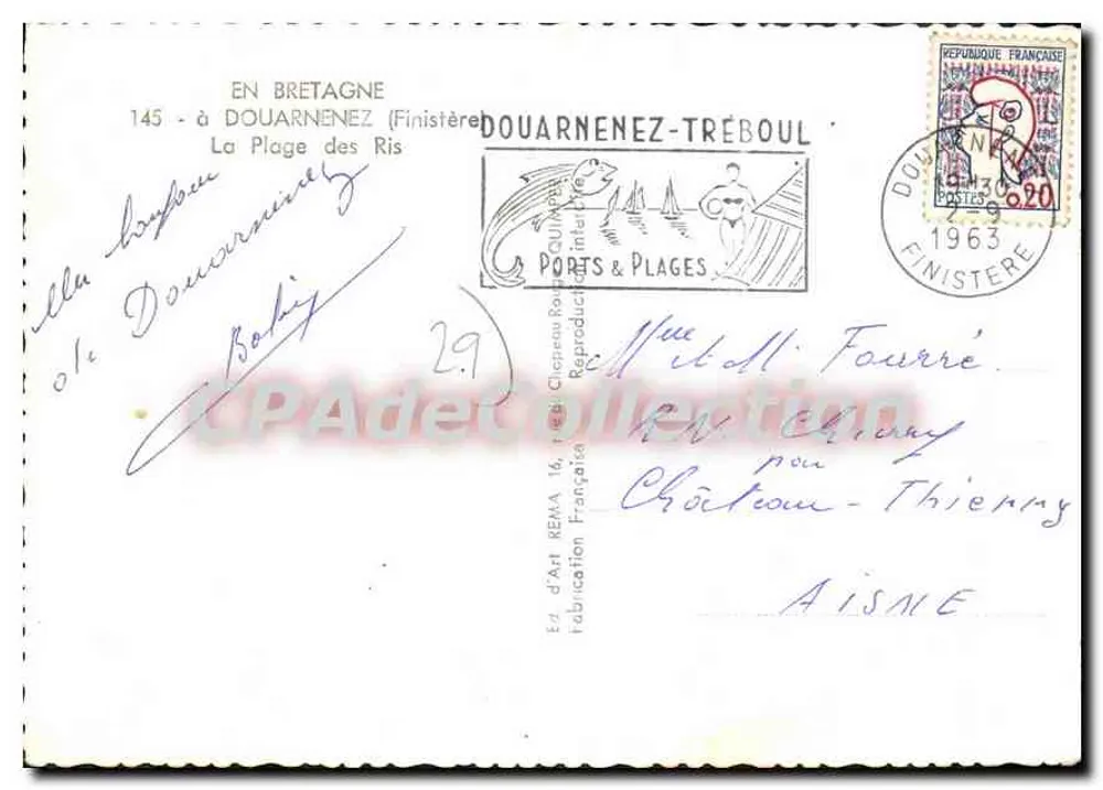 La Plage des Ris — Douarnenez-Tréboul — Wydawnictwo RÉMA 16 - Rewers
