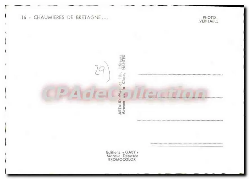 Chaumière da Bretanha — Vista de fazenda com galinhas — Éditions Gaby, Nantes - Verso