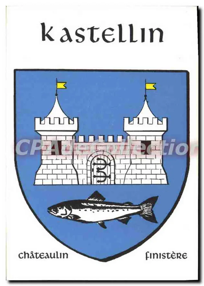 Châteaulin — Wappen mit Schloss und Forelle — Verlag JEM, Nr. 00053 - Vorderseite