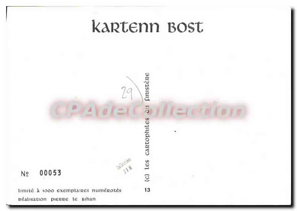 Quimper — Wappen mit Lamm — Verlag Kartenn Bost, Nr. 00053 - Rückseite
