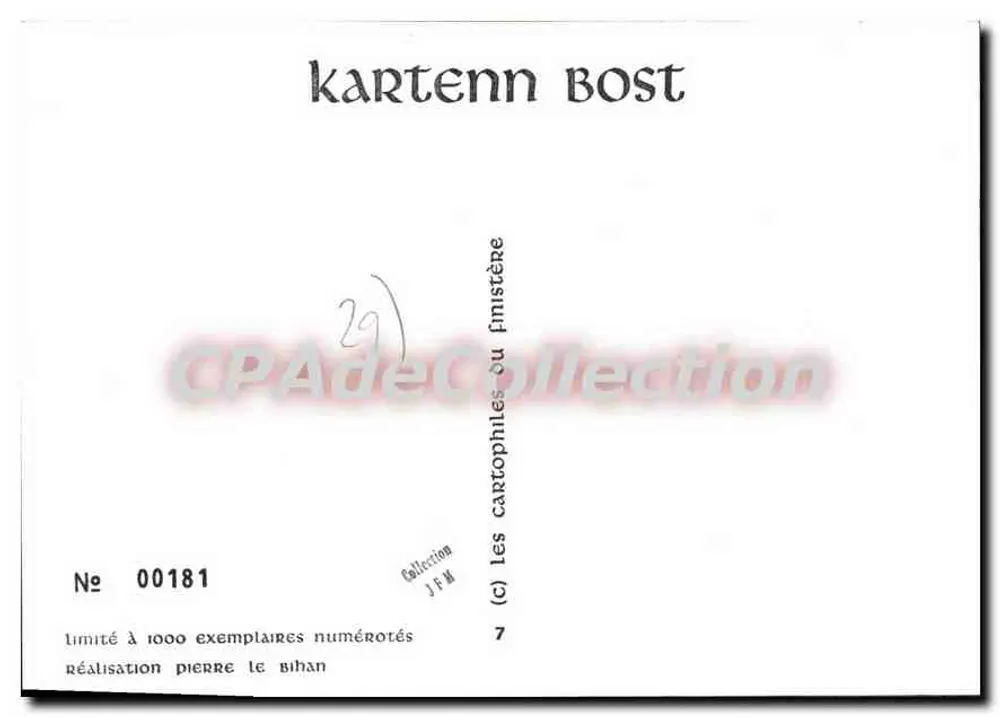 Concarneau — Wappen mit drei roten Axtscheiben — Verlag JFM, Nr. 00181 - Rückseite