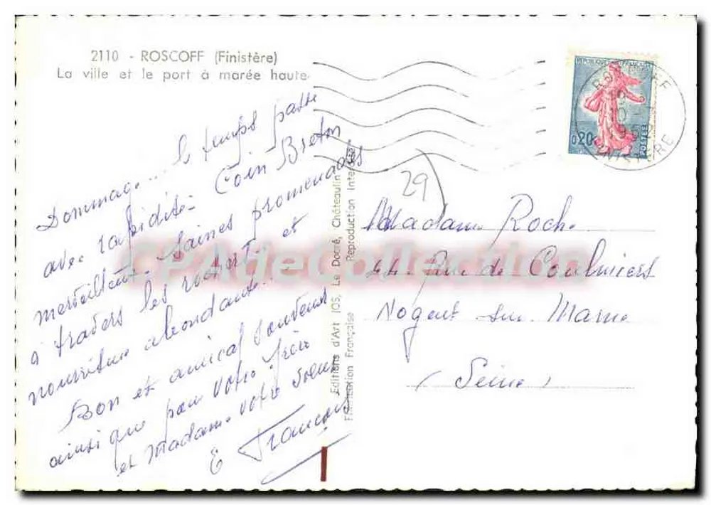 Roscoff — Die Stadt und der Hafen bei Ebbe — Éditions d'Art Jos - Rückseite