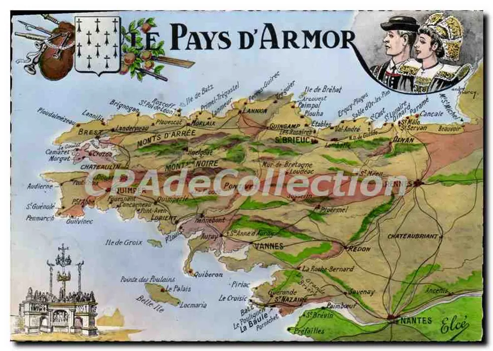 O País d'Armor — carta geográfica ilustrada — As Edições Éicè, Bordeaux - Frente
