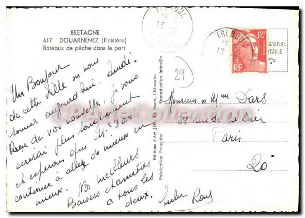 Douarnenez (Finistère) — Fischerboote am Hafen — Éditions d'Art Jos, Le Doaré - Rückseite