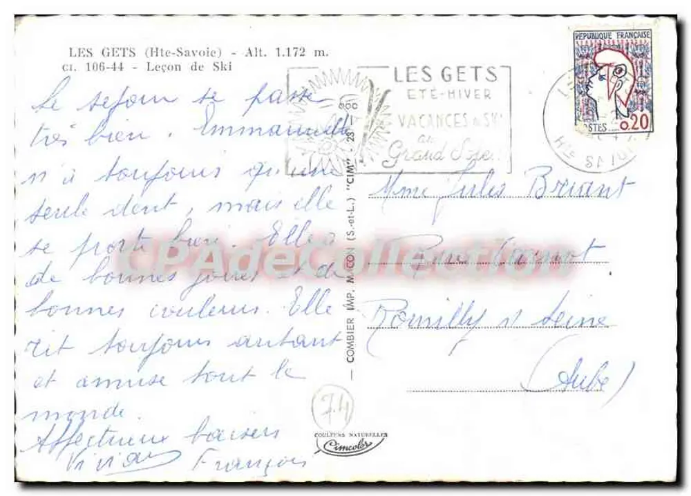 लेस गेट्स (हाई-सैवोइ) — स्की स्टेशन — प्रकाशक कॉम्बियर, संख्या 106-44 - पीछे