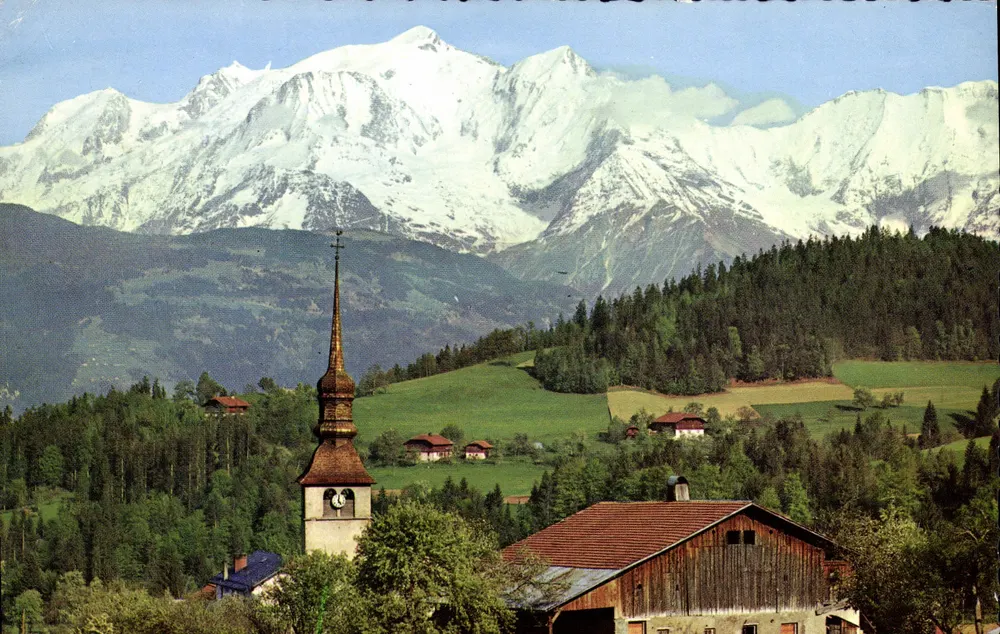 Cordon (Haute-Savoie) — Die Kirche und das Dorf vor dem Mont-Blanc — Jansol Editions, Nr. 74 - Vorderseite