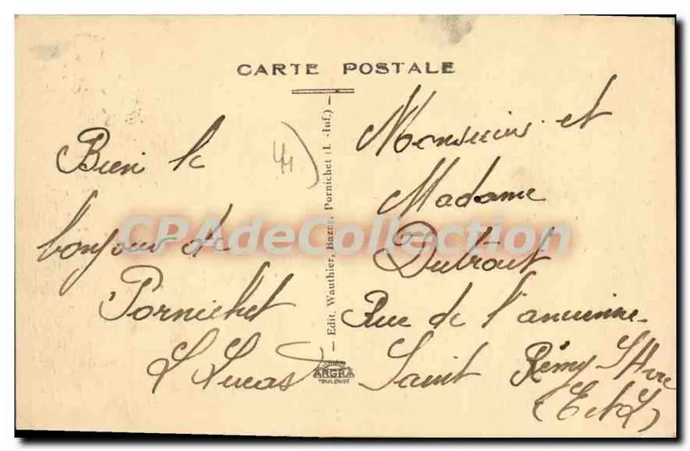 Pornichet — O Casino — Editor Wauthier, Bazin, Pornichet - Verso