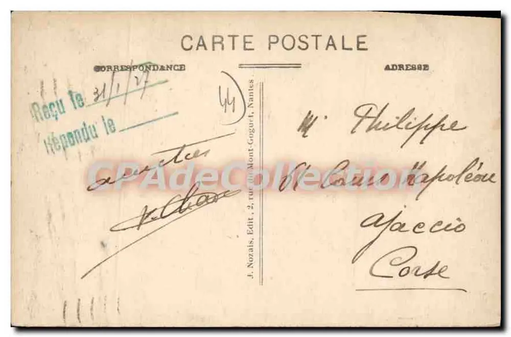 NANTES - O Ponte Transbordeur — editor J. Nozais, n° 855 - Verso