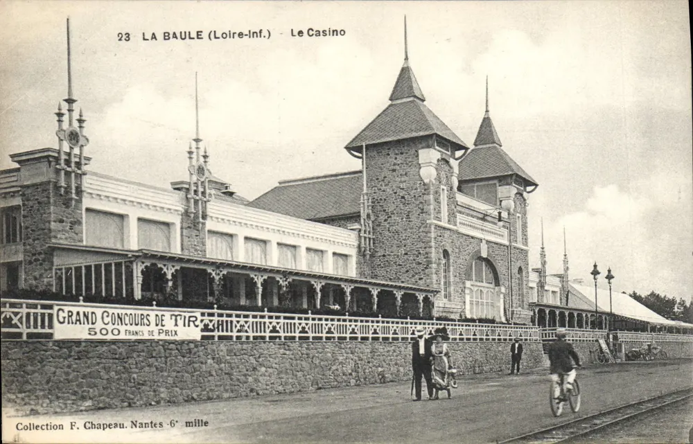 La Baule (Loire-Inf.) - Il Casinò — Grande competizione di tiro, 500 franchi in premi — Editore F. Chapeau, Nantes, 6° migliaio - Recto
