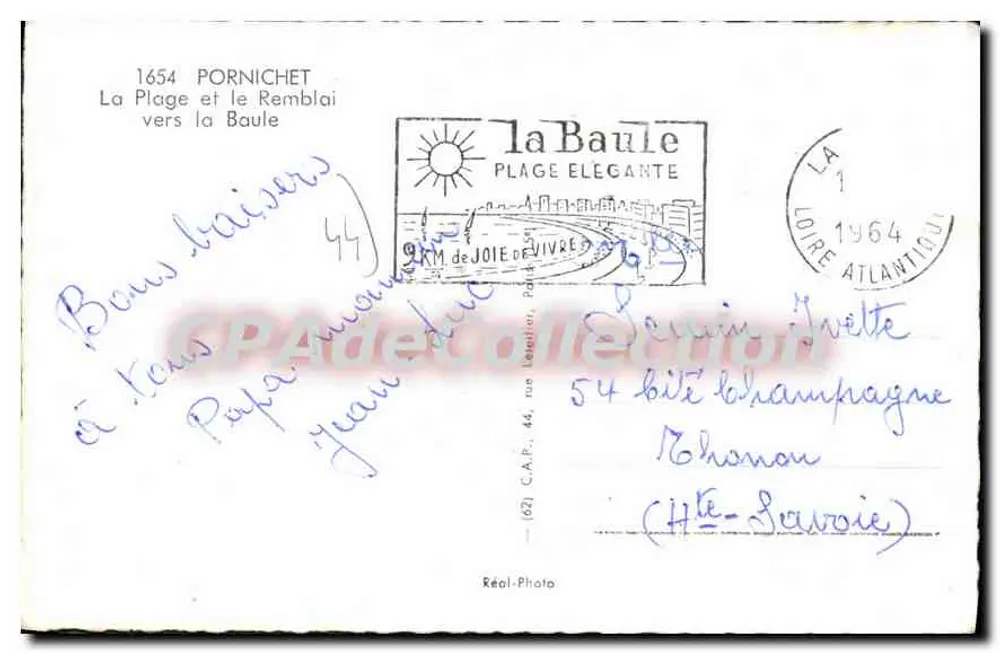 La Baule — Strand und Damm — C.A.P. (Cap) Nr. 1654 - Rückseite