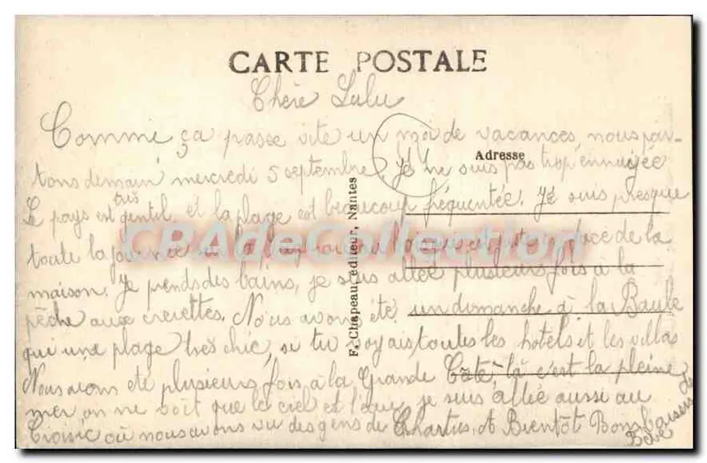 Hochzeitskleid - Dorf BATZ (Loire-Inf.) — 76. IN BRETAGNE — Verlag F. Chapeau, Nr. 2 - Rückseite
