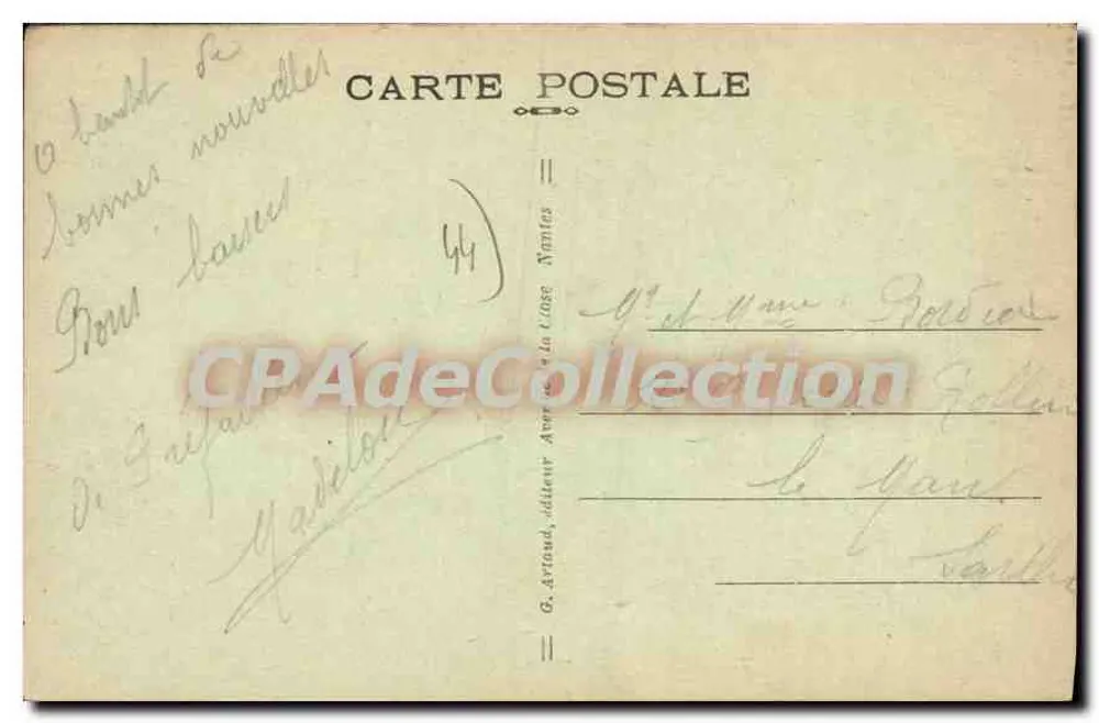 Préfailles — A Praia e as Cabines — G. Arvand, editor Nantes, n°32 - Verso