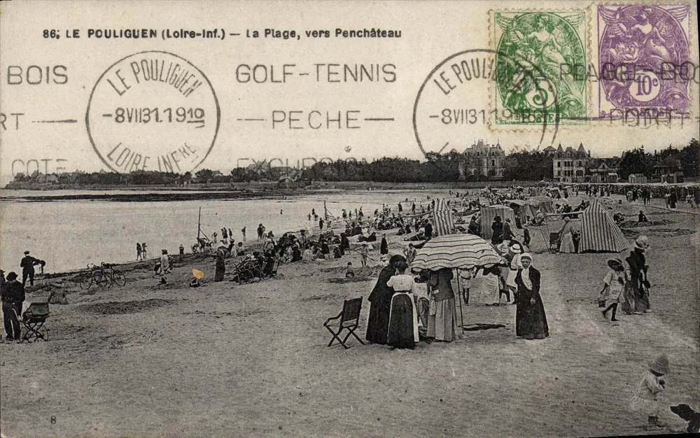 Le Pouliguen (Loire-Inf.) — Der Strand, in der Nähe von Penchâteau — Golf-Tennis — Verlag F. Chapeau, Nantes - Vorderseite