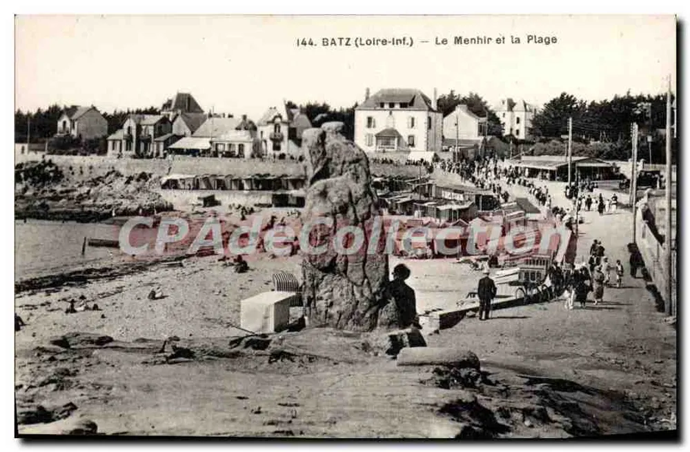 Batz (Loire-Inf.) — Ansicht des Menhirs und der Strand — F. Chapeau, Verlag, Nantes - Vorderseite