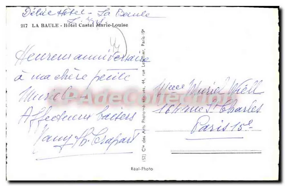 Hotel Marie-Louise — La Baule — Verlag Réal-Photo, Nr. (52) - Rückseite