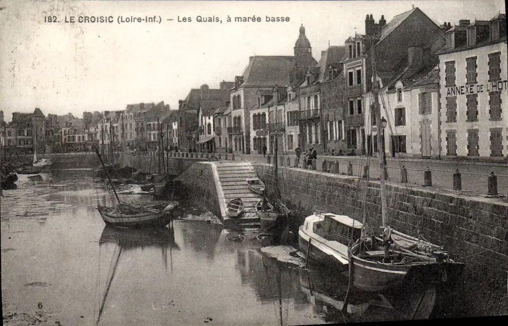 Le Croisic (Loire-Inf.) — Os Quais, à maré baixa — P. Chapeau, editor, n° 182 - Frente