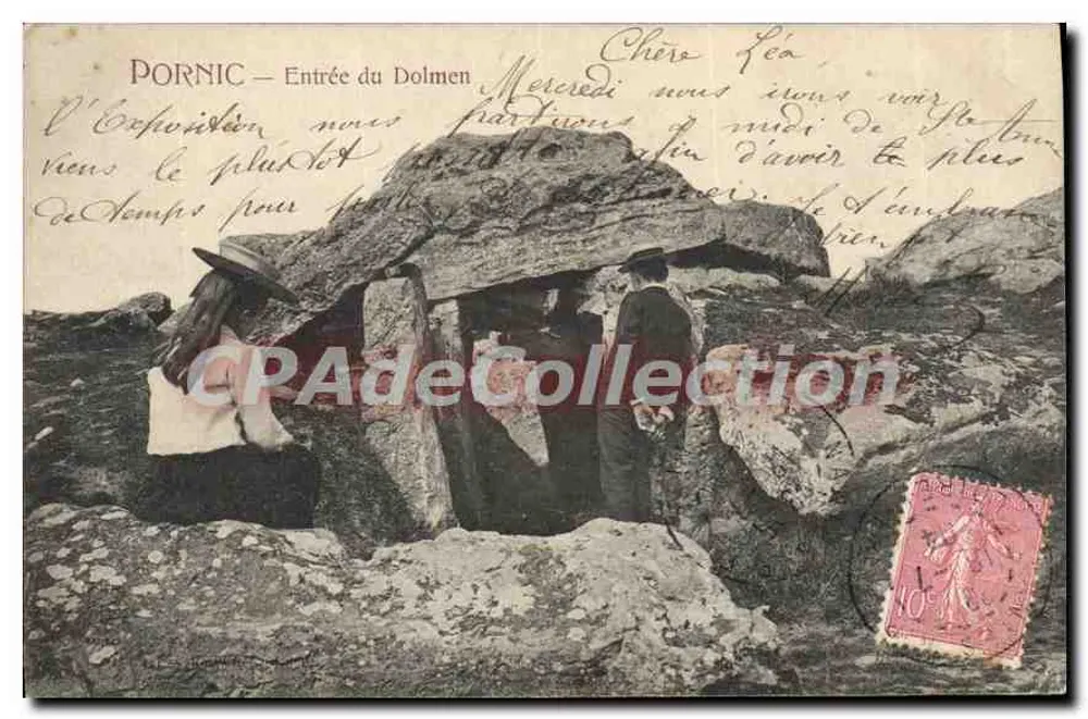 Pornic — Entrada do Dolmen — Bilhete postal antigo de Coleção - Frente