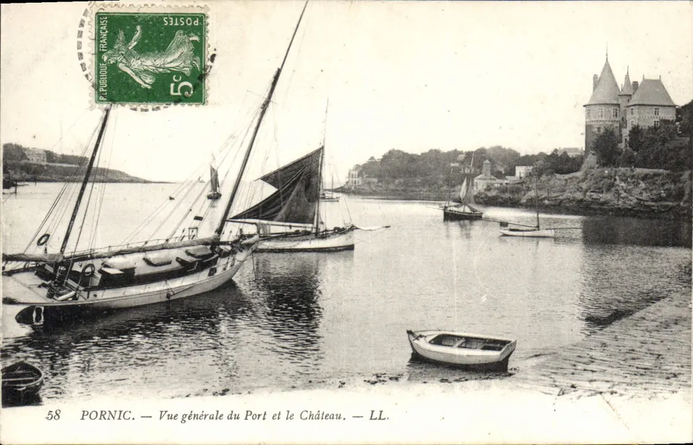 Pornic — Allgemeiner Blick auf den Hafen und das Schloss — LL. P. Fubroue - Vorderseite