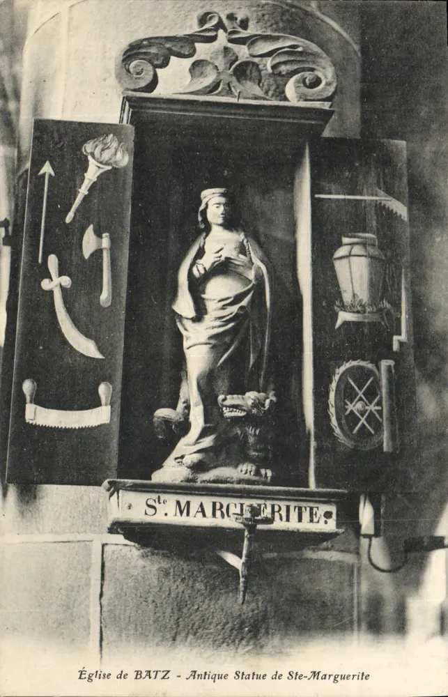 Kirche von Batz - Antike Statue der Heiligen Marguerite - Vorderseite