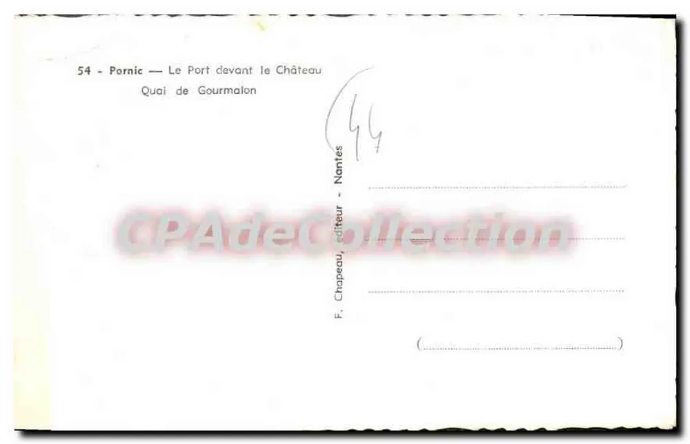 Pornic — Der Hafen vor dem Schloss — Quai de Gourmalon — F. Chopeau, Verlag Nantes - Rückseite