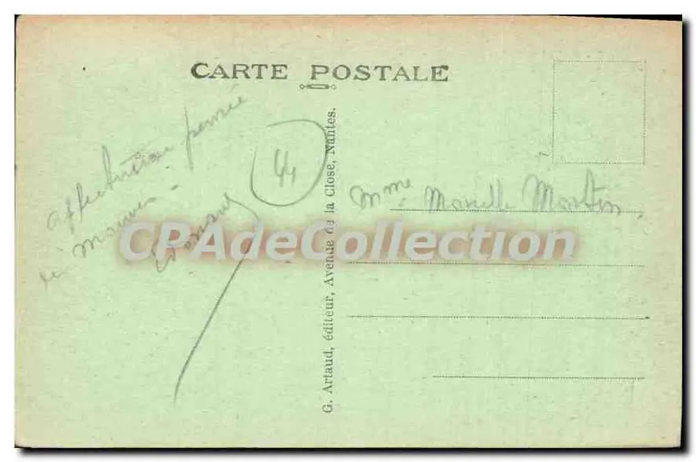 Mauves (Loire-Inférieure) — Avenue de la Gare — G. Artaud, Verleger - Rückseite