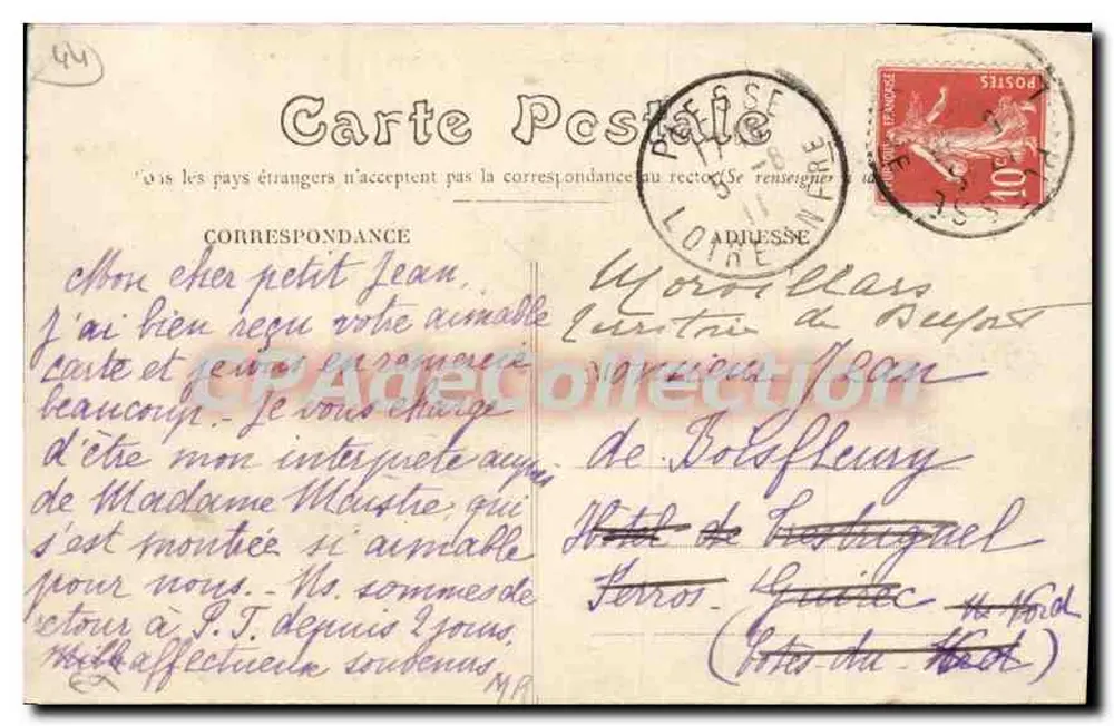 Plessé (L-Inf.) — Schloss Pont-Forêt, Die Brücke, Der See — Sammlung F. Chapeau, Nantes - Rückseite