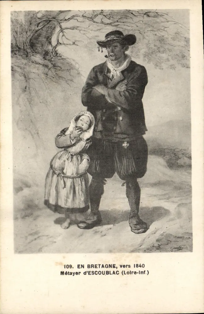 In der Bretagne, um 1840 — Pächter von Escoublac (Loire-Inf.) — F. Chapeau, Nantes - Vorderseite