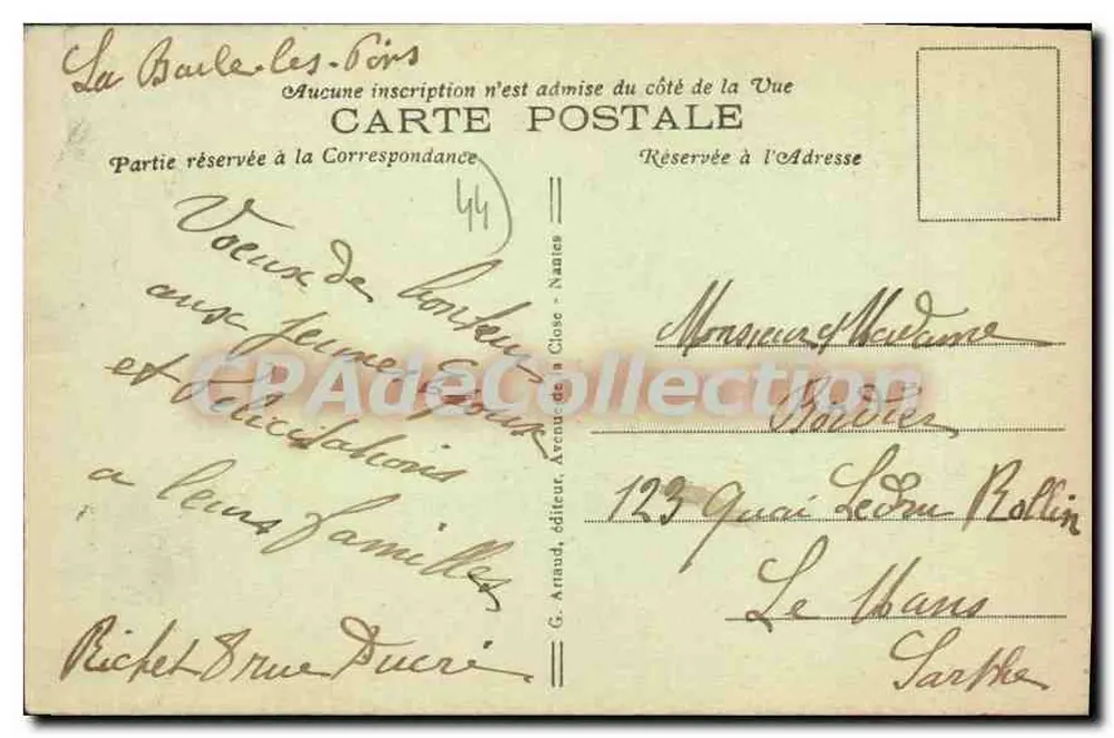 La Baule — Restaurant du Bois d'Amour, Avenue de Paris — Verlag G. Arnaud, Nr. 64 - Rückseite