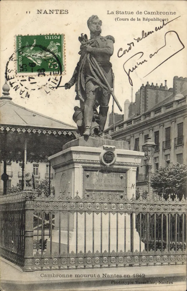 Nantes — Die Statue von Cambronne (Cours de la République) — Phototypie Vasselier, Nantes - Vorderseite