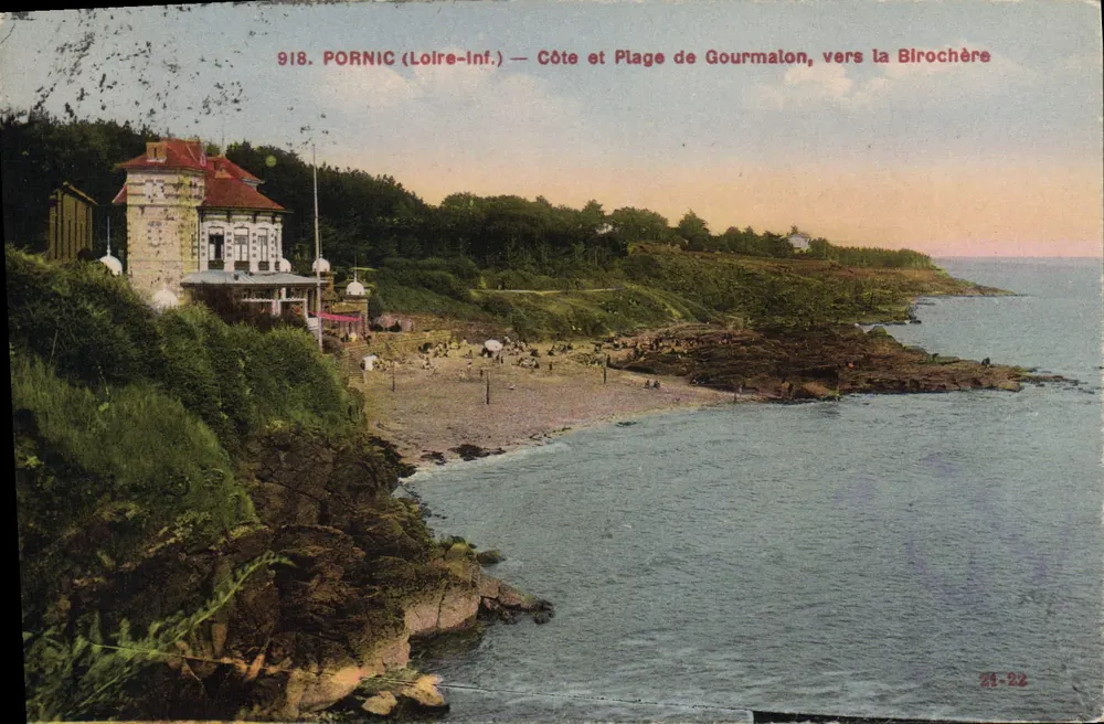 PORNIC (Loire-Inf.) — Küste und Strand von Gourmalon, in Richtung Birochère — F. Chapeau, Verlag, Nantes - Vorderseite