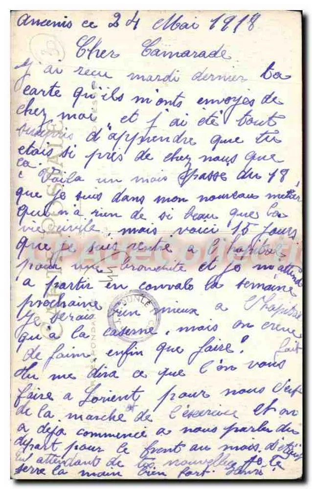 Ancenis — Militärszene — Das Schlagen der Decken oder Die Vertreibung der Keime — Artaud et Nozais, Nantes - Rückseite