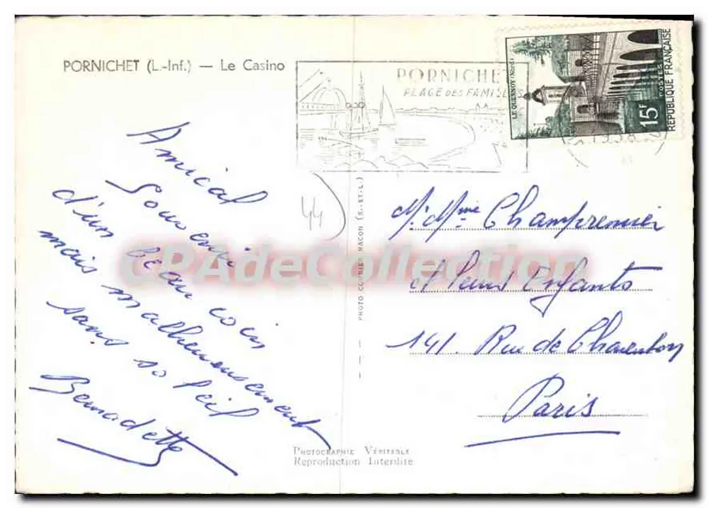 Pornichet (L.-Inf.) — O Casino — Cim - Verso