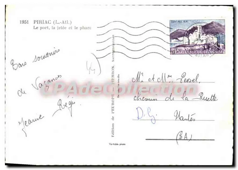Piriac-sur-Mer — Ansicht des Hafens, der Mole und des Leuchtturms — Édition de l'Europe - Rückseite