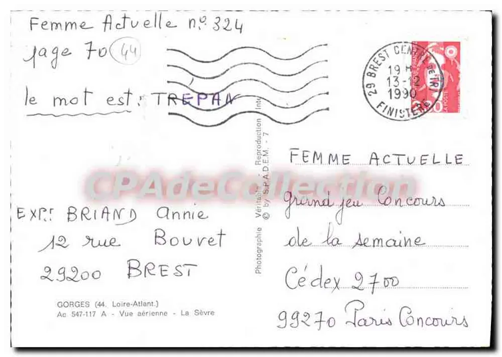 Luftbild von Gorges (44) — La Sèvre — Verlag FEMME ACTUELLE n°324 - Rückseite