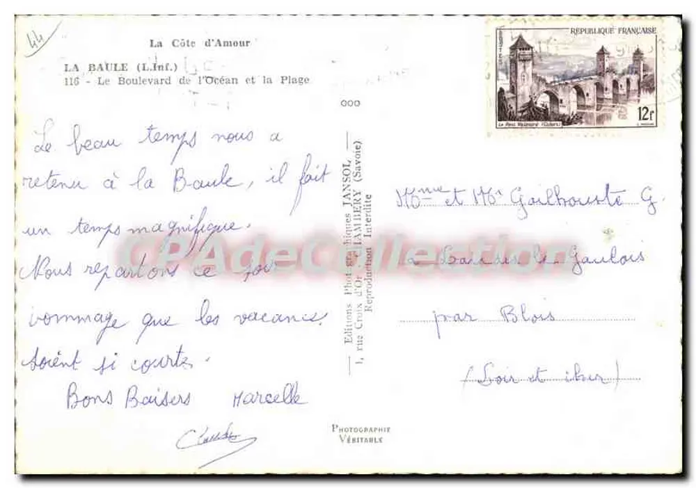 La Baule (L.Inf.) — Der Boulevard de l'Océan und die Strandpromenade — Éditions Photographiques TANSOL (Savonay) - Rückseite