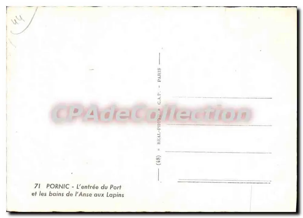 Pornic — Der Eingang zum Hafen und die Bäder von Anse aux Lapins — REAL-PROPHOT - G.A.P. - PARIS - Rückseite