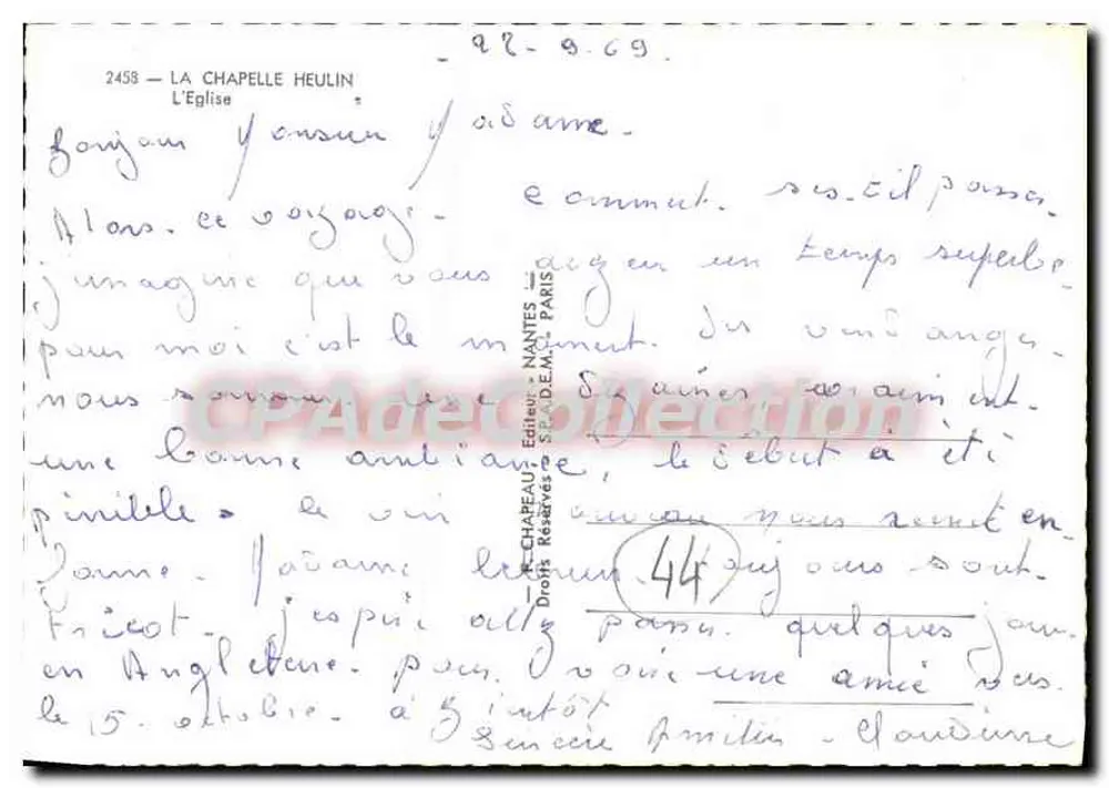 ला चैपेल हुलिन — चर्च — प्रकाशक आर. चैपो, नांत्स - पीछे