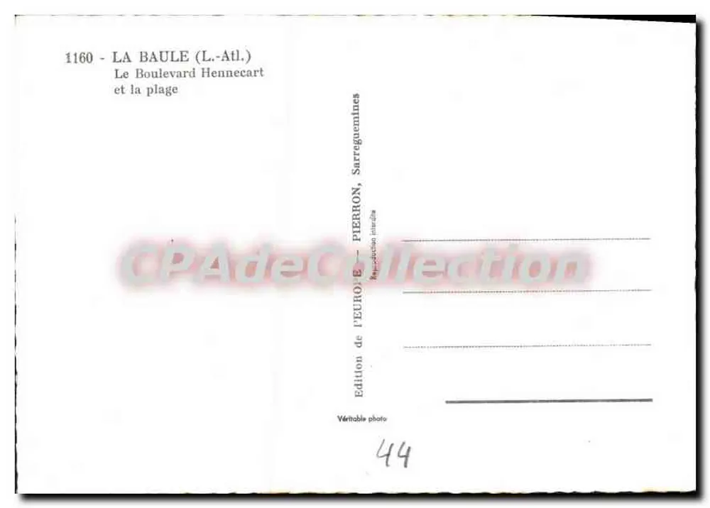 La Baule (L.-Atl.) — Der Boulevard Hennecart und die Strandpromenade — Édition de l'Européen, Sarreguemines - Rückseite