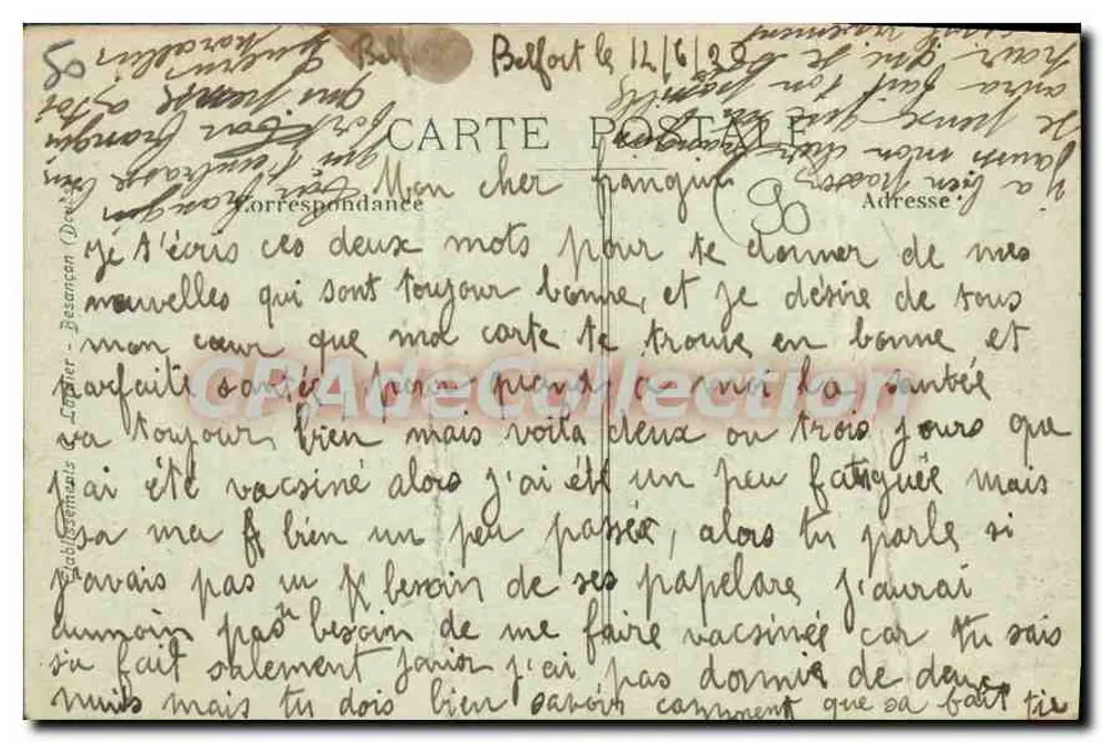 Belfort — Avenida do Liceu — C.L.B. n°1060 - Verso