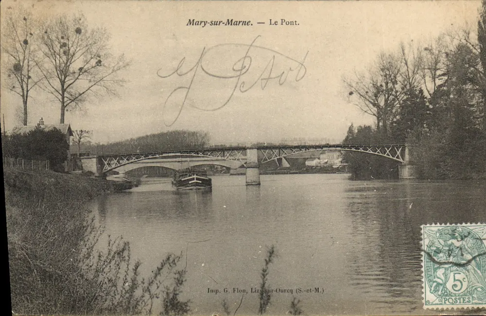 Mary-sur-Marne — O Ponte. — Imp. G. Flon, Lizy-sur-Oucre (S.-et-M.) - Frente