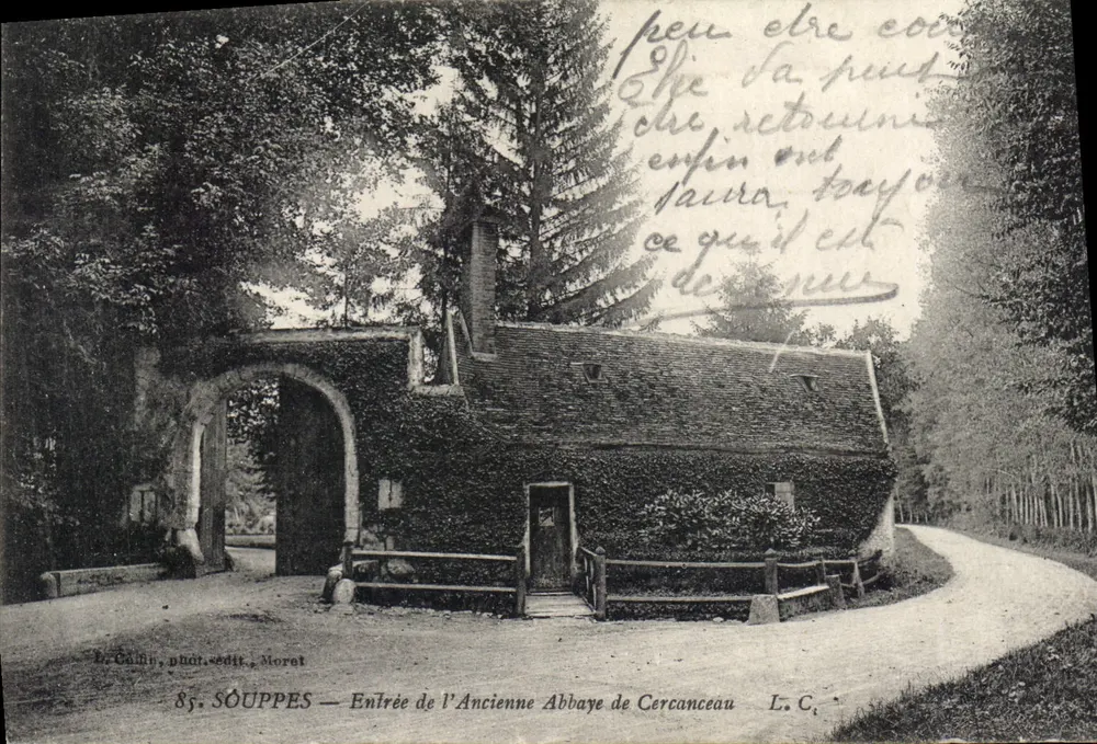 SOUPPES — Entrada de la Antigua Abadía de Cercanceau — editor Moret, n°85 - Anverso