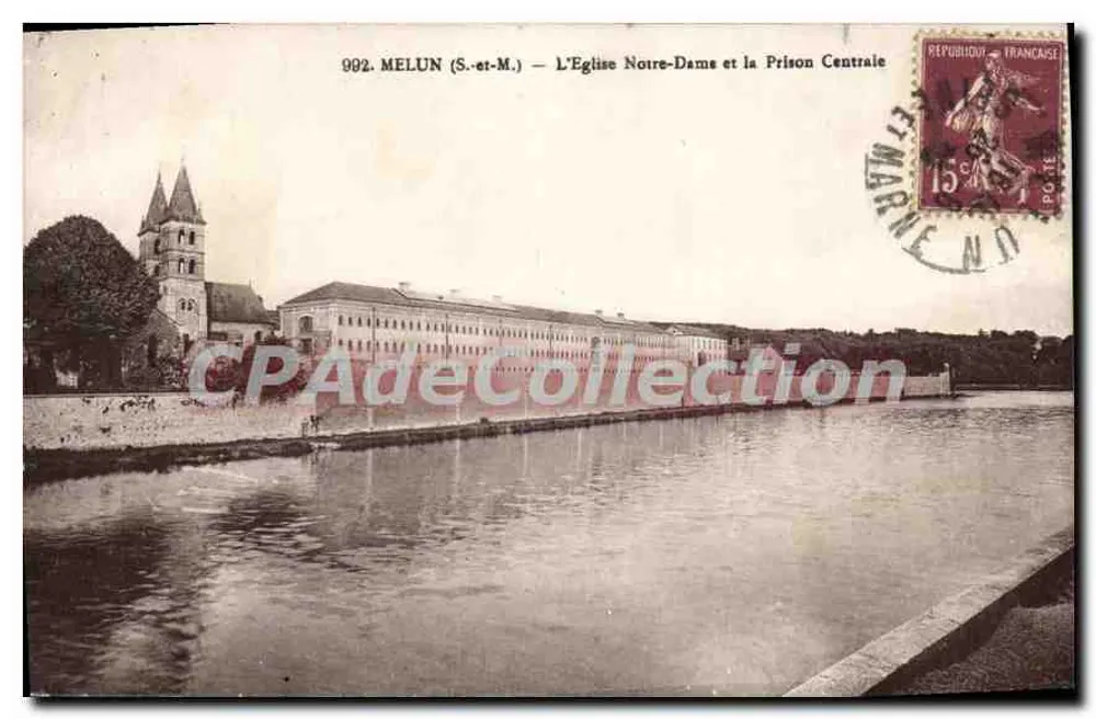 Melun (S.-et-M.) — Die Kirche Notre-Dame und das Zentralgefängnis — Photo-Edit. E. Mignon, Neuilly-S.-Marne, n°77 - Vorderseite