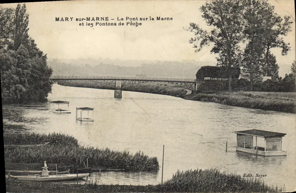 MARY-sur-MARNE — Die Brücke über die Marne und die Angelbojen — Edit. Soyer - Vorderseite
