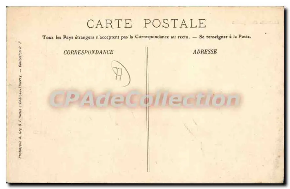 Coulommiers — Das Schloss Jéodat — Galeries Françaises, n°2635 - Rückseite