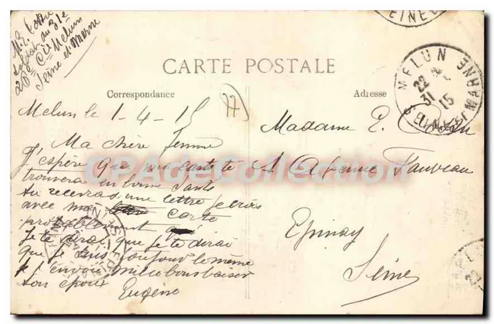 MELUN — Die Ufer der Seine — Verlag G. D. n° 817 - Rückseite