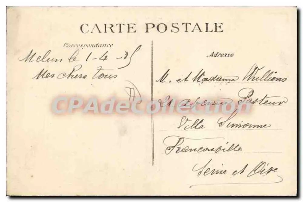 Melun — Die Mühlen und die Kirche Notre-Dame — Verlag B.D. n°329 - Rückseite
