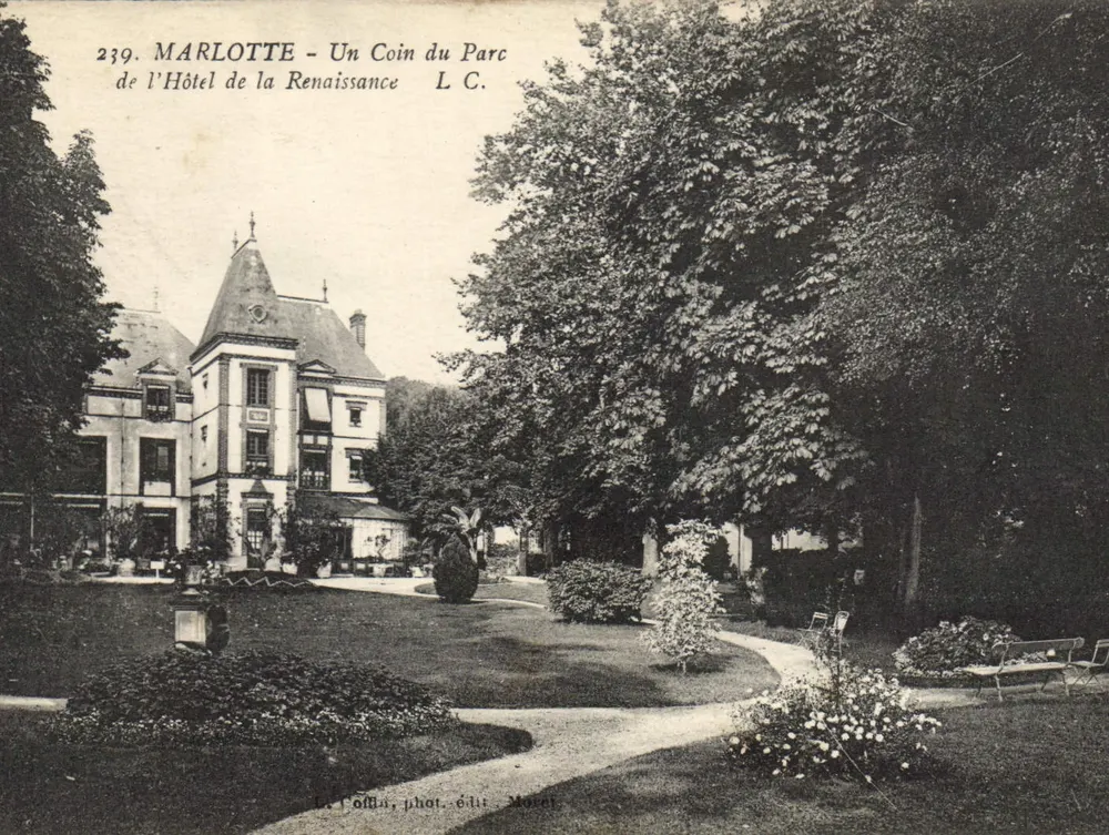 Marlotte — Ein Eckchen des Parks des Hotels der Renaissance — La Cofma, phot. edit. Maret - Vorderseite