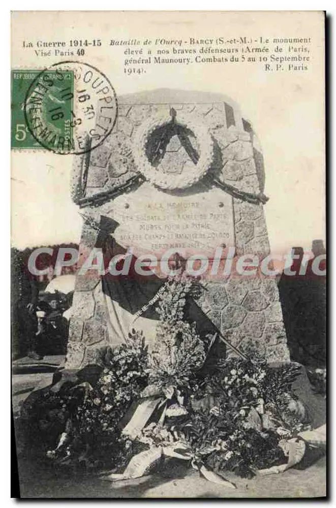 Schlacht bei Ouercy - Barcy - Das Denkmal für unsere tapferen Verteidiger - Armee von Paris - Schlachten vom 5. bis 10. September 1914 - R.P. Paris - Vorderseite