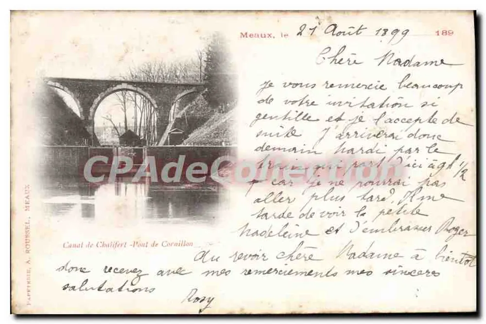 Canal de Chalifert - Ponte de Cornillon — Meaux — editor P. Rottinell - Frente