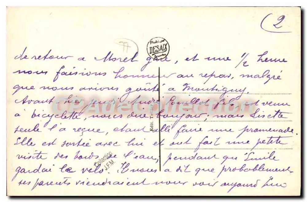 Montigny-sur-Loing — Ein Stück des Loing — Vintage Postcard/Antike Ansichtskarte - Rückseite